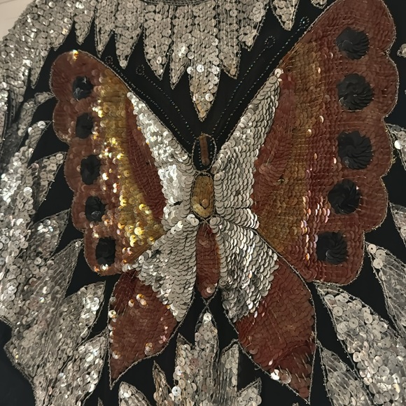 Vintage sequin butterfly party top - Picture 3 of 5